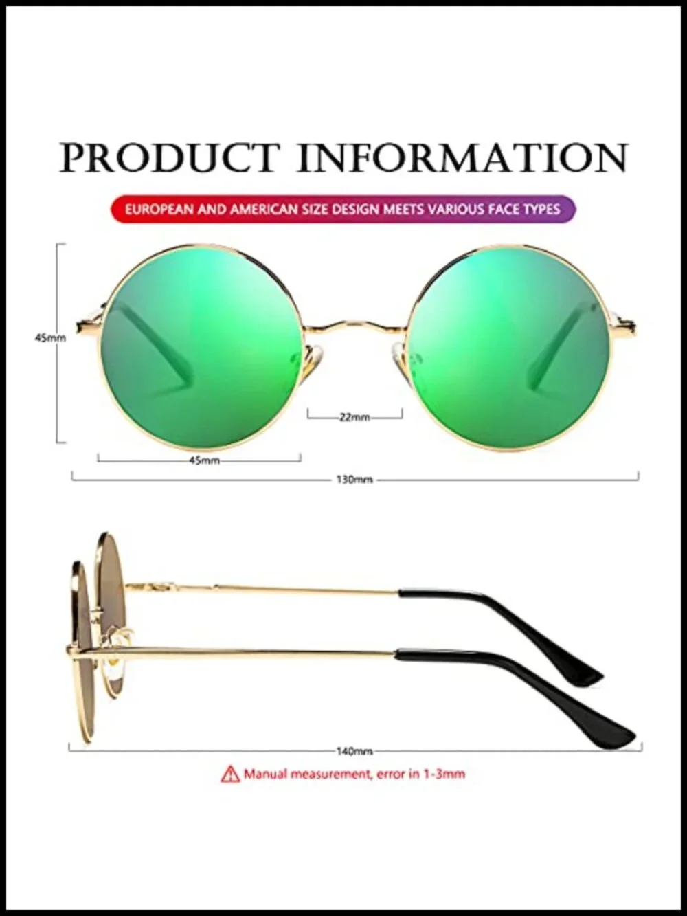 Retro Round Polarized Sunglasses Small Metal Frame Trendy Vintage Shades